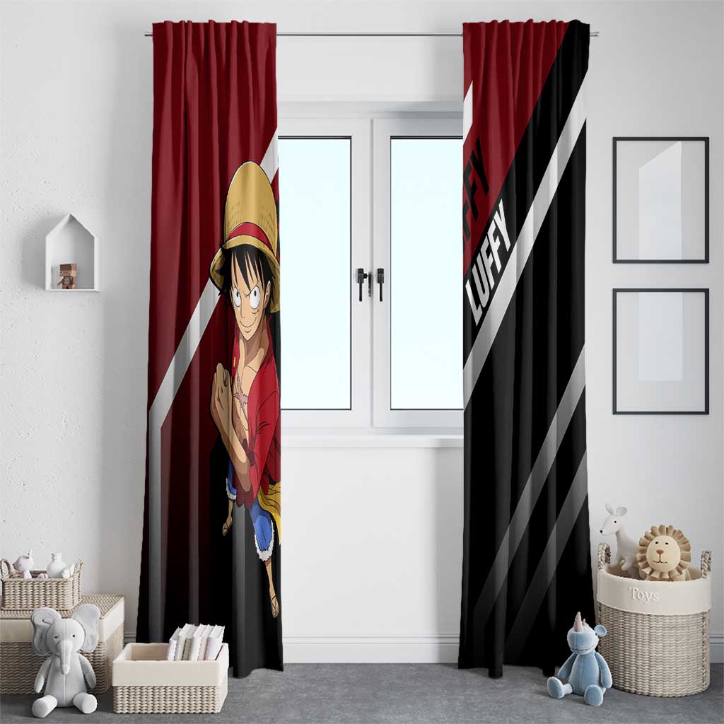 Monkey D. Luffy One Piece Window Curtain with Straw Hat and Action-Packed Pose Design - The Mazicc