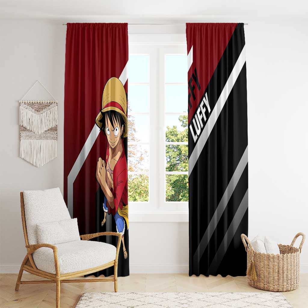 Monkey D. Luffy One Piece Window Curtain with Straw Hat and Action-Packed Pose Design - The Mazicc