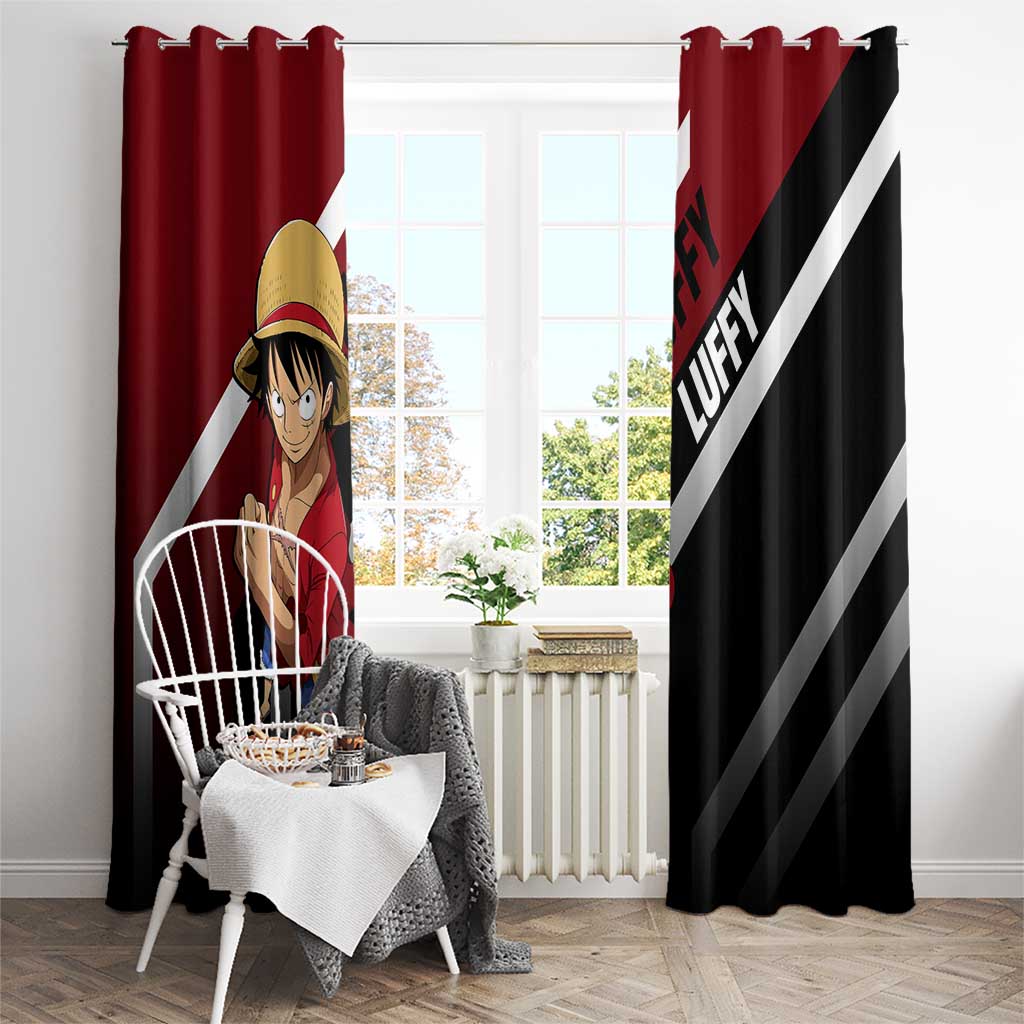 Monkey D. Luffy One Piece Window Curtain with Straw Hat and Action-Packed Pose Design - The Mazicc
