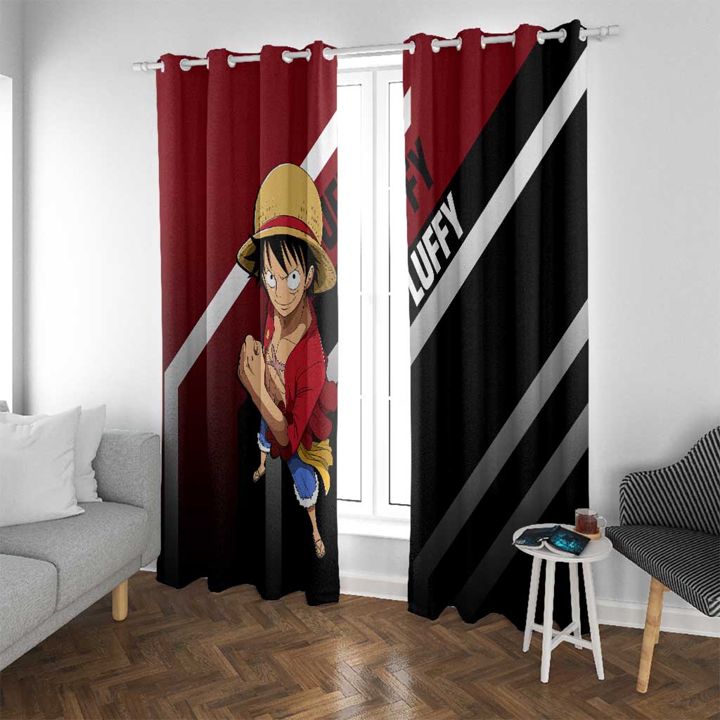Monkey D. Luffy One Piece Window Curtain with Straw Hat and Action-Packed Pose Design - The Mazicc