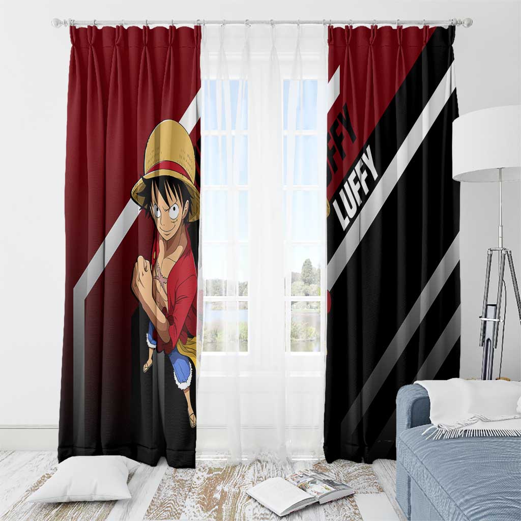 Monkey D. Luffy One Piece Window Curtain with Straw Hat and Action-Packed Pose Design - The Mazicc