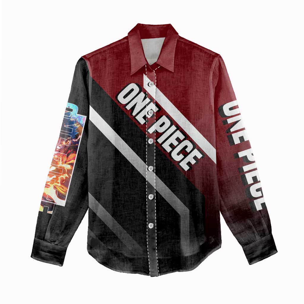 Monkey D. Luffy One Piece Women Casual Shirt with Straw Hat and Action-Packed Pose Design - The Mazicc