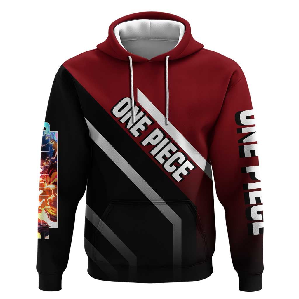 Monkey D. Luffy One Piece Zip Hoodie with Straw Hat and Action-Packed Pose Design - The Mazicc