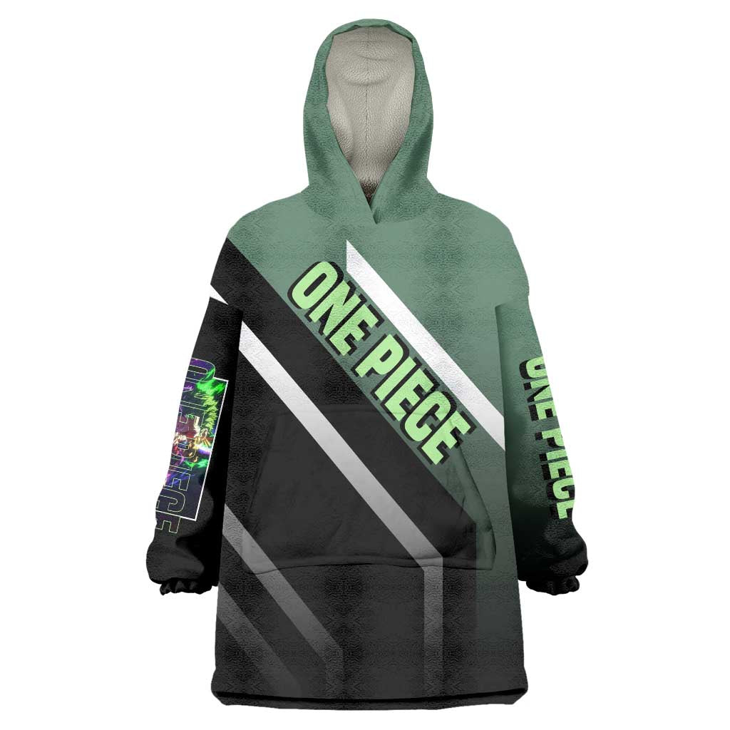 Roronoa Zoro One Piece Wearable Blanket Hoodie with Swords and Fierce Battle Pose Design - The Mazicc
