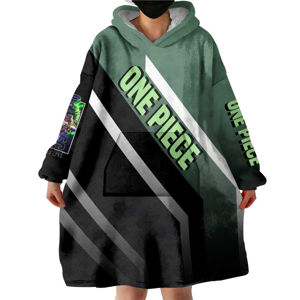 Roronoa Zoro One Piece Wearable Blanket Hoodie with Swords and Fierce Battle Pose Design - The Mazicc