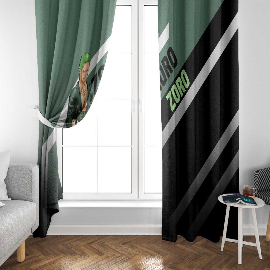 Roronoa Zoro One Piece Window Curtain with Swords and Fierce Battle Pose Design - The Mazicc