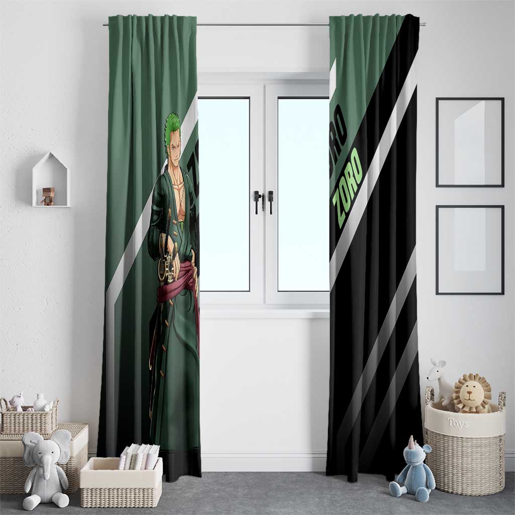 Roronoa Zoro One Piece Window Curtain with Swords and Fierce Battle Pose Design - The Mazicc