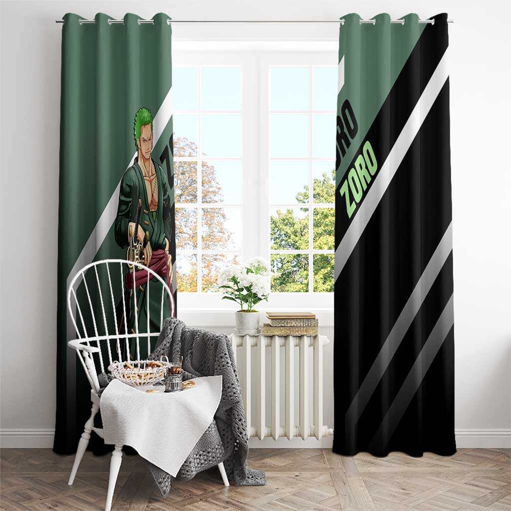 Roronoa Zoro One Piece Window Curtain with Swords and Fierce Battle Pose Design - The Mazicc