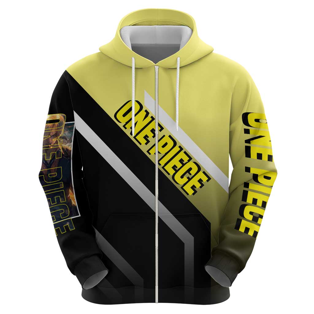 Sanji One Piece Hoodie with Stylish Kick Pose and Fiery Cooking Design - The Mazicc