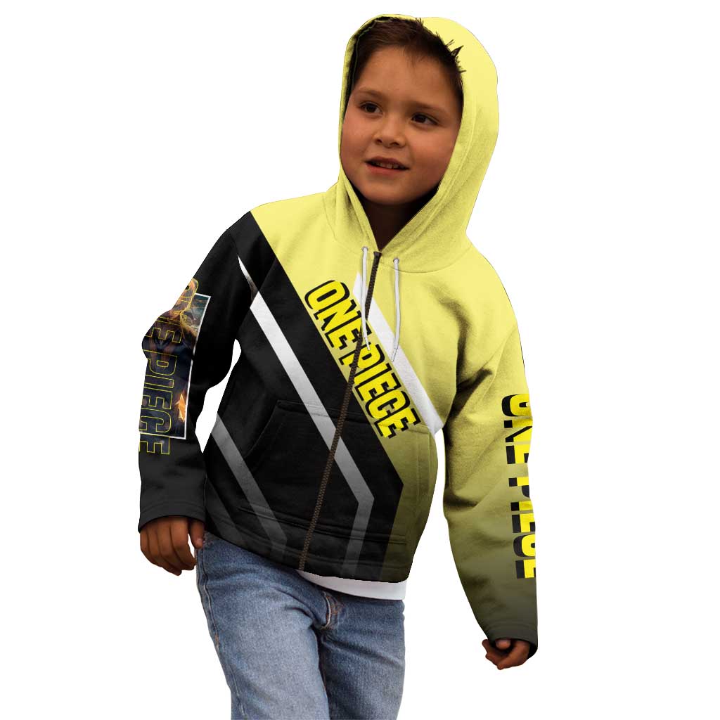 Sanji One Piece Kid Hoodie with Stylish Kick Pose and Fiery Cooking Design - The Mazicc