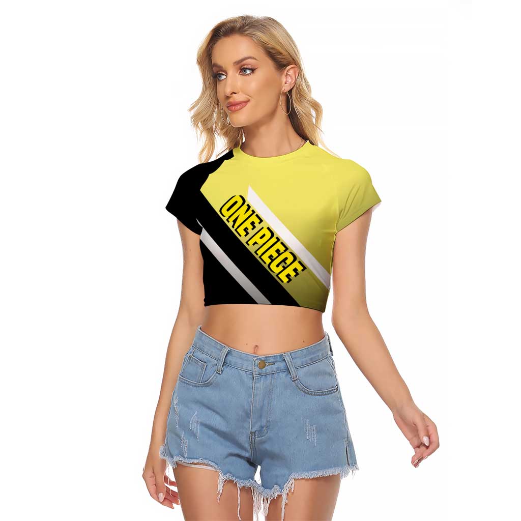 Sanji One Piece Raglan Cropped T Shirt with Stylish Kick Pose and Fiery Cooking Design - The Mazicc