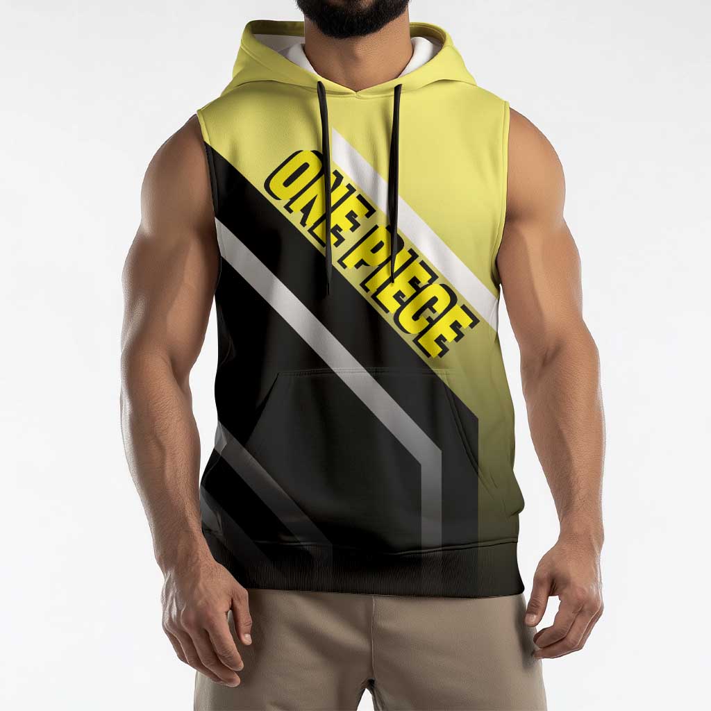 Sanji One Piece Sleeveless Hoodie with Stylish Kick Pose and Fiery Cooking Design - The Mazicc