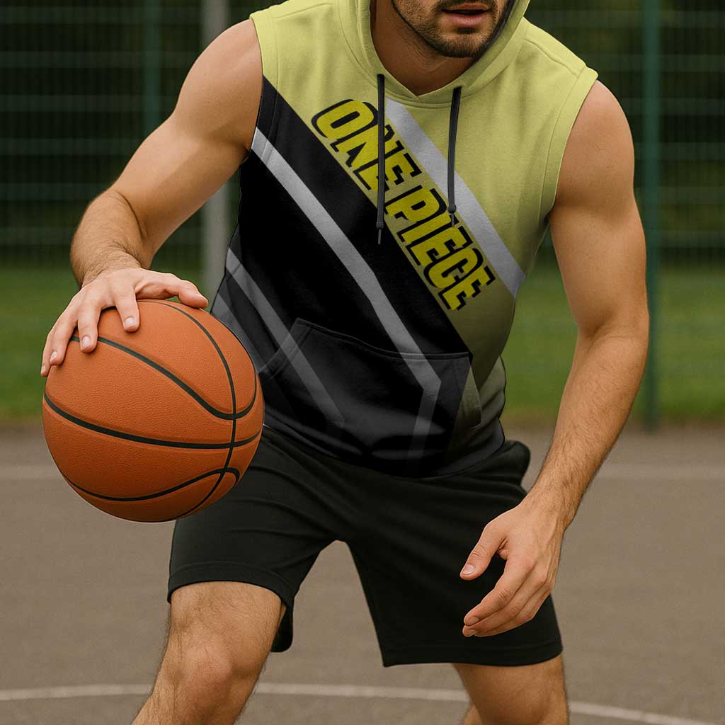 Sanji One Piece Sleeveless Hoodie with Stylish Kick Pose and Fiery Cooking Design - The Mazicc