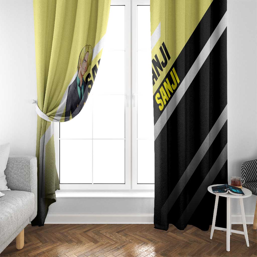Sanji One Piece Window Curtain with Stylish Kick Pose and Fiery Cooking Design - The Mazicc
