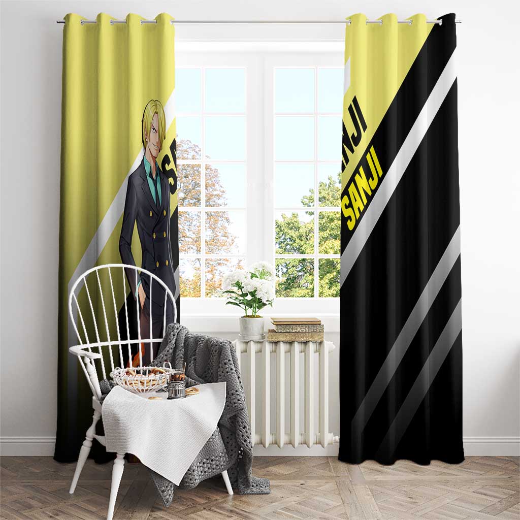 Sanji One Piece Window Curtain with Stylish Kick Pose and Fiery Cooking Design - The Mazicc