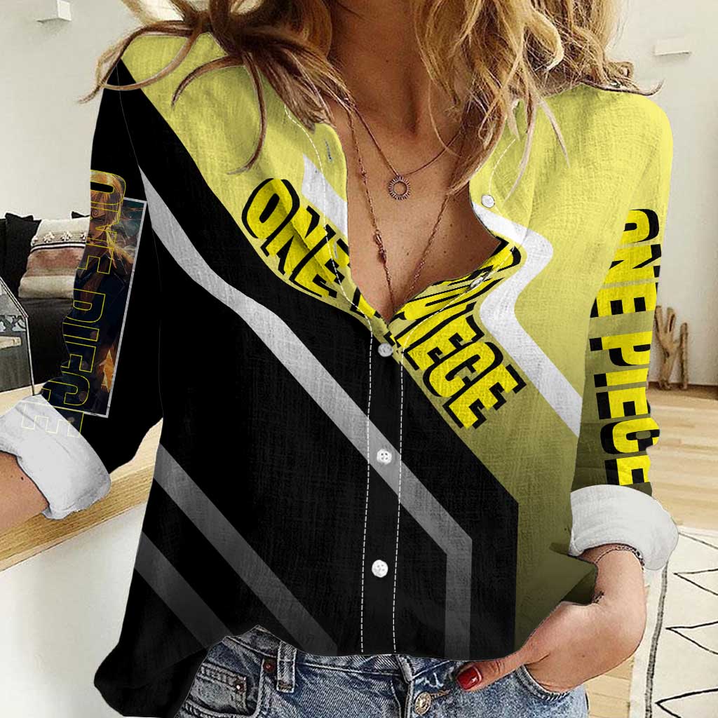 Sanji One Piece Women Casual Shirt with Stylish Kick Pose and Fiery Cooking Design - The Mazicc