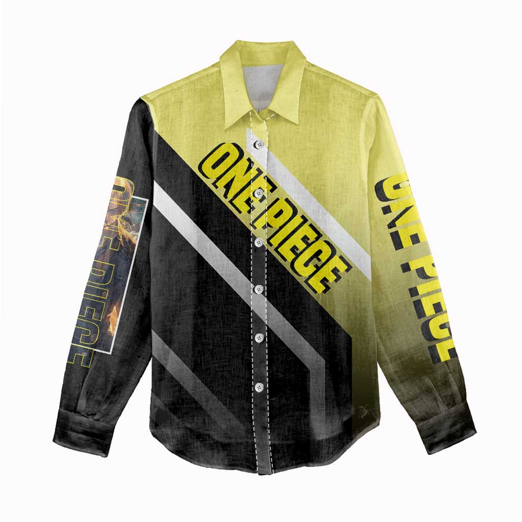 Sanji One Piece Women Casual Shirt with Stylish Kick Pose and Fiery Cooking Design - The Mazicc