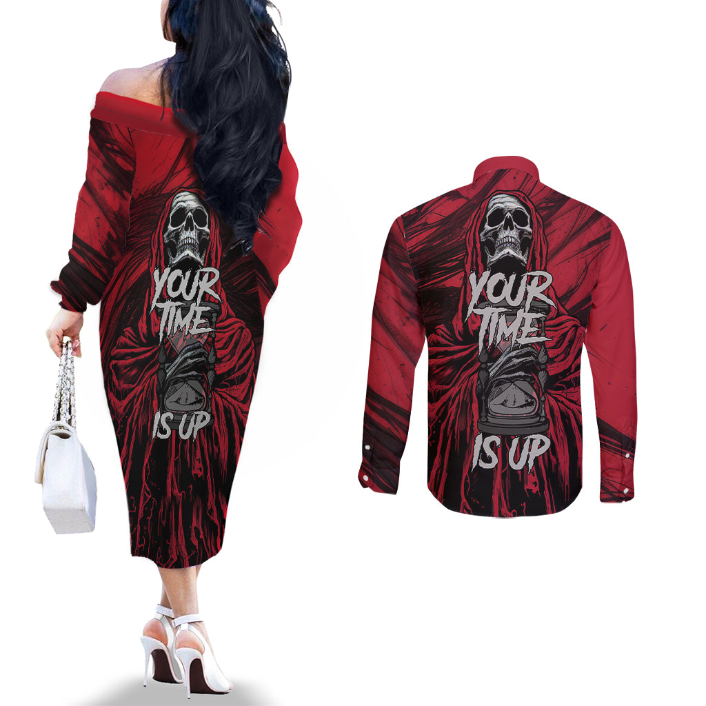 skull-death-couples-matching-off-the-shoulder-long-sleeve-dress-and-long-sleeve-button-shirts-your-time