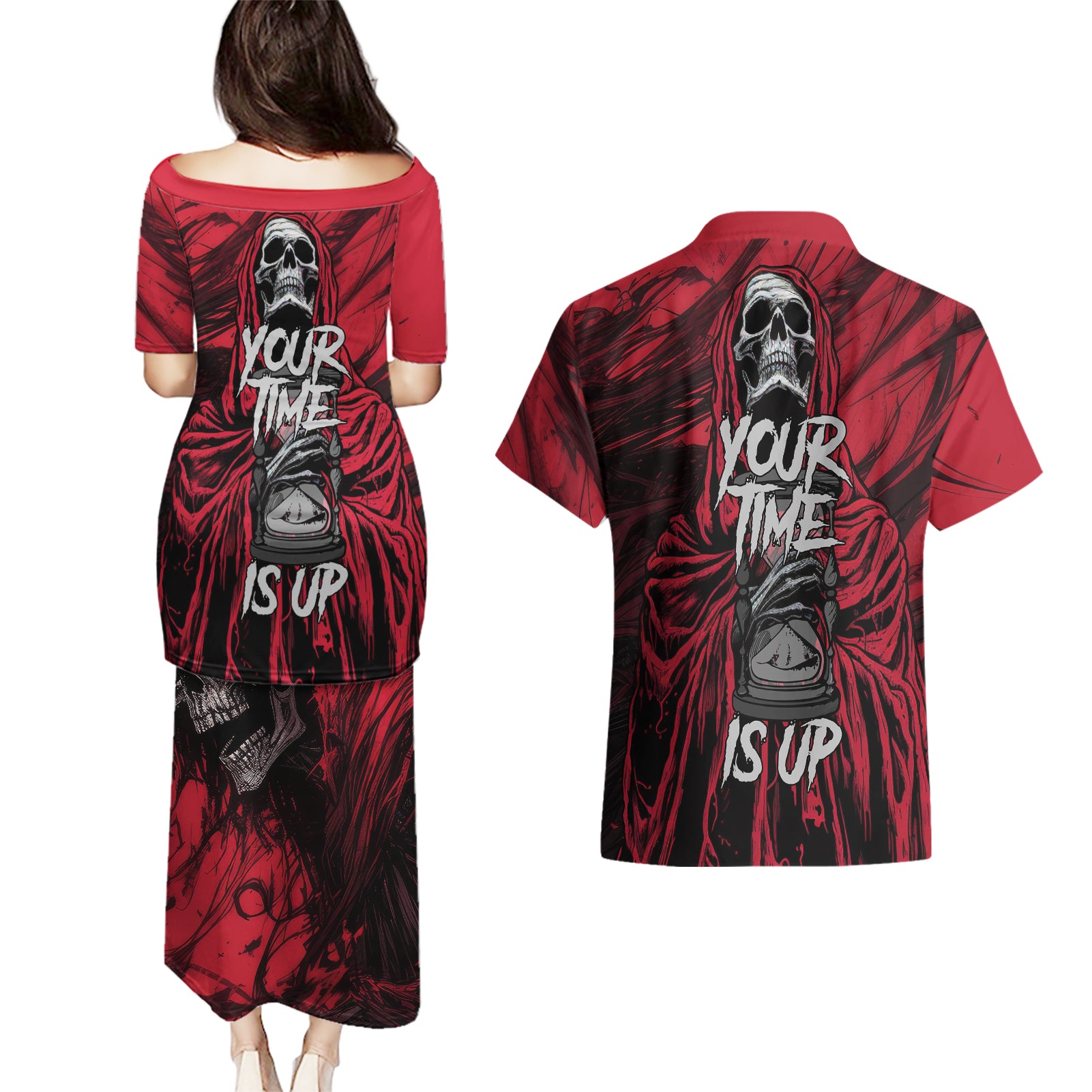 skull-death-couples-matching-puletasi-dress-and-hawaiian-shirt-your-time
