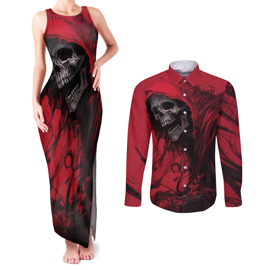 skull-death-couples-matching-tank-maxi-dress-and-long-sleeve-button-shirts-your-time