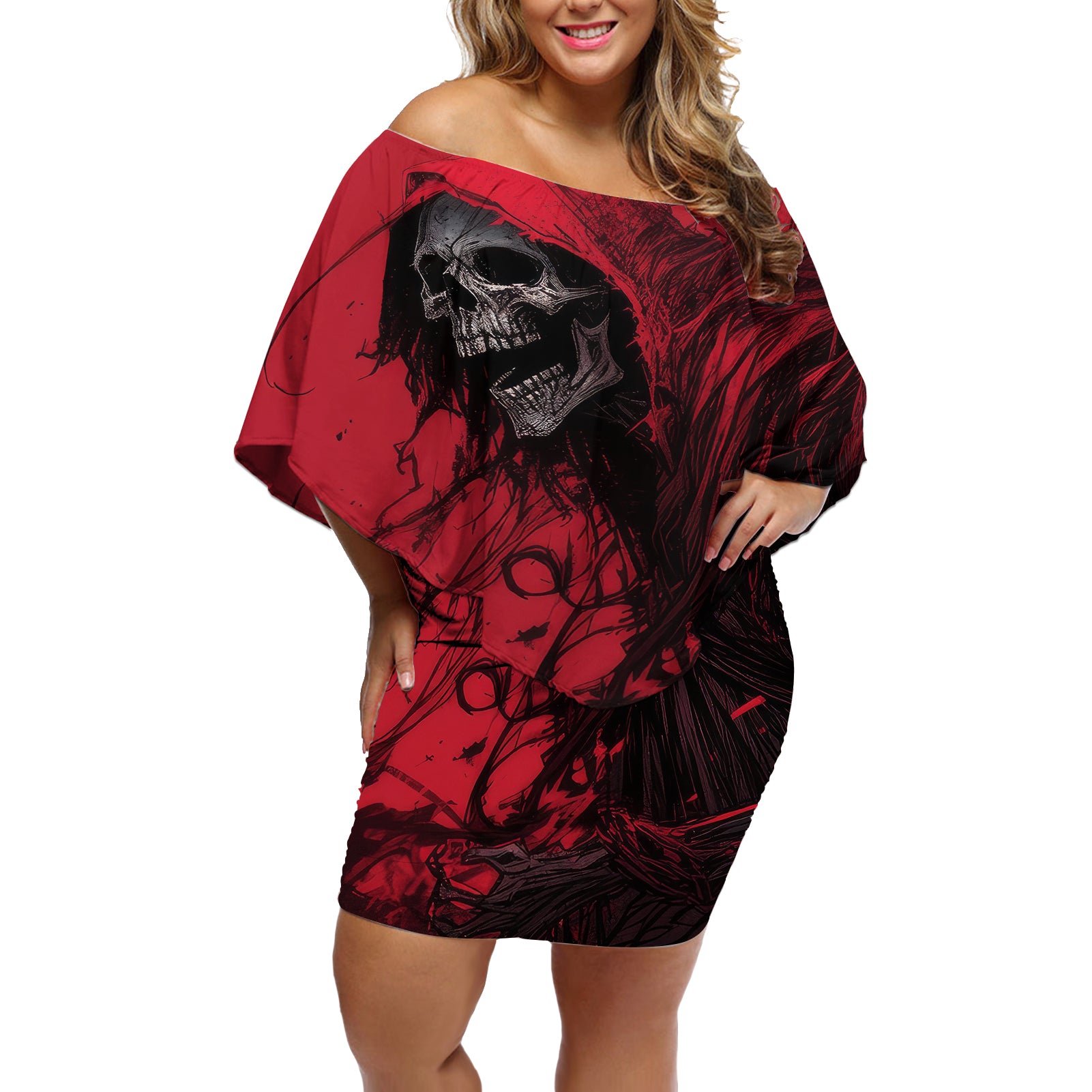 skull-death-off-shoulder-short-dress-your-time