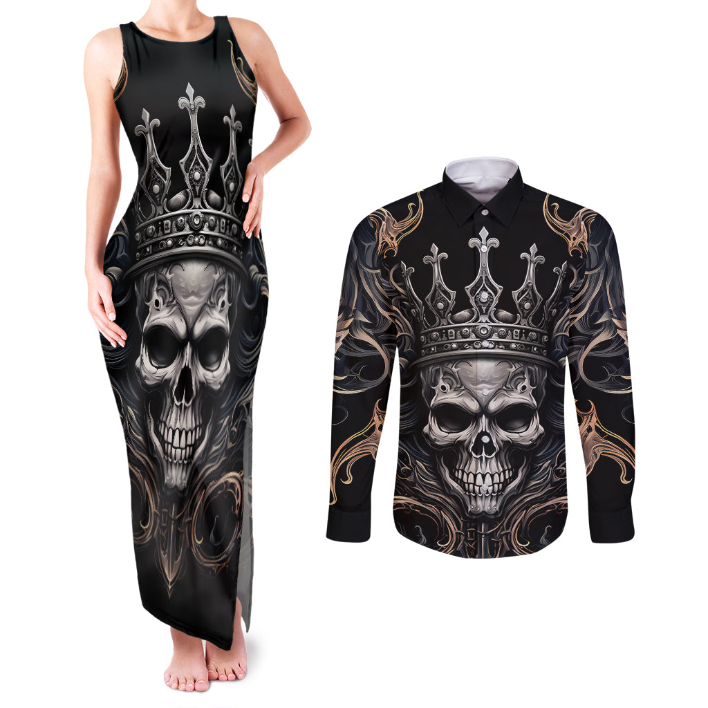 skull-fantasy-couples-matching-tank-maxi-dress-and-long-sleeve-button-shirts-who-needs-inner-demons-when-you-are-the-demon