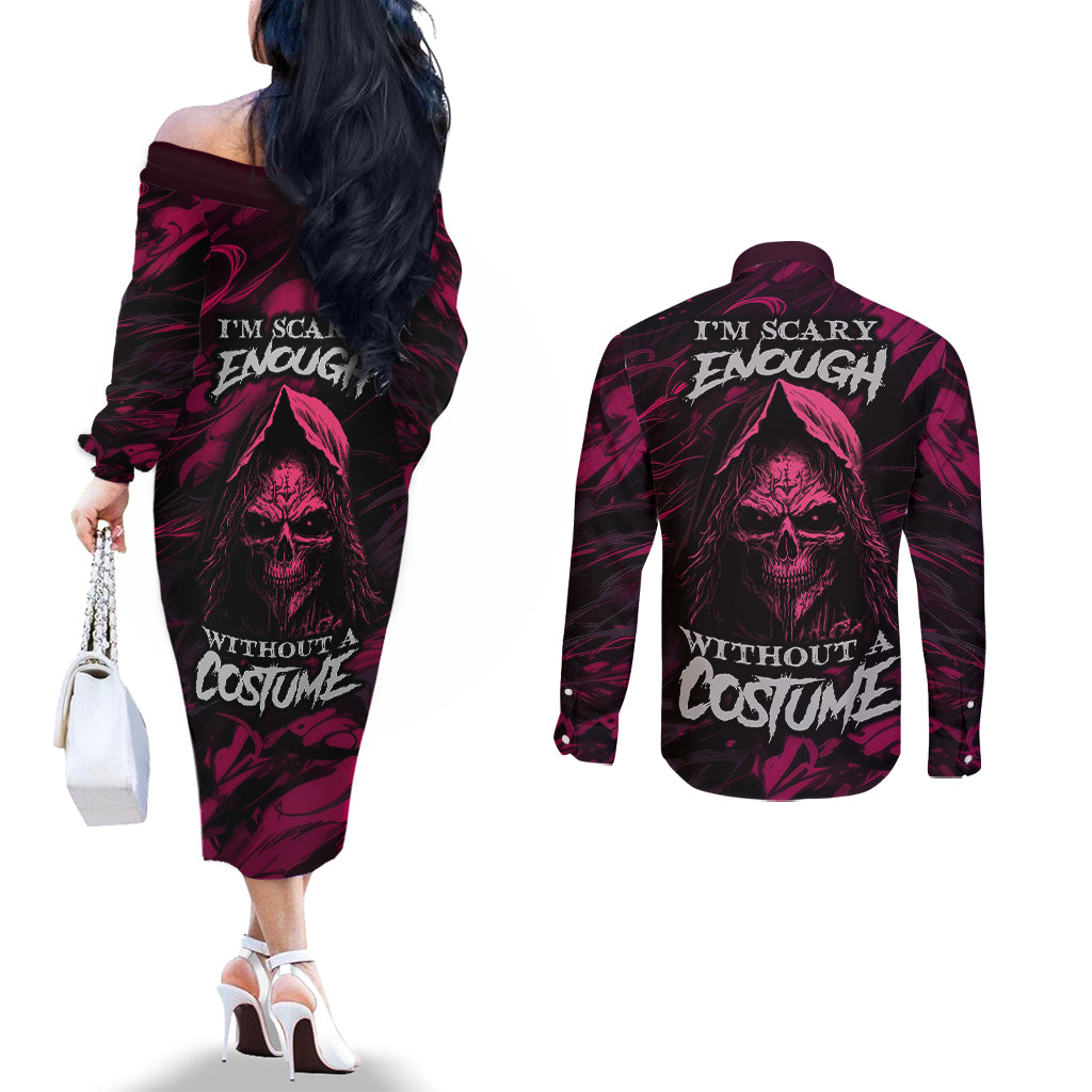 death-skull-couples-matching-off-the-shoulder-long-sleeve-dress-and-long-sleeve-button-shirts-im-scary-enough-without-a-costume