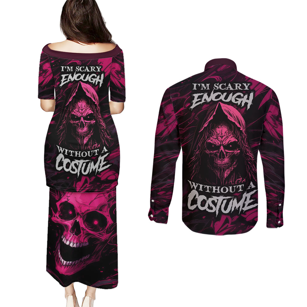 death-skull-couples-matching-puletasi-dress-and-long-sleeve-button-shirts-im-scary-enough-without-a-costume