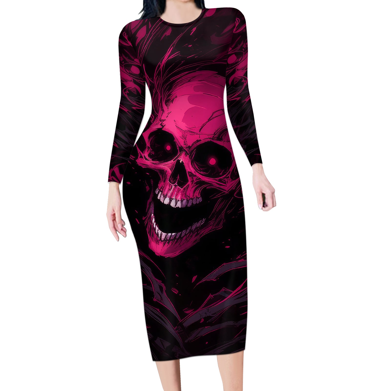 death-skull-long-sleeve-bodycon-dress-im-scary-enough-without-a-costume