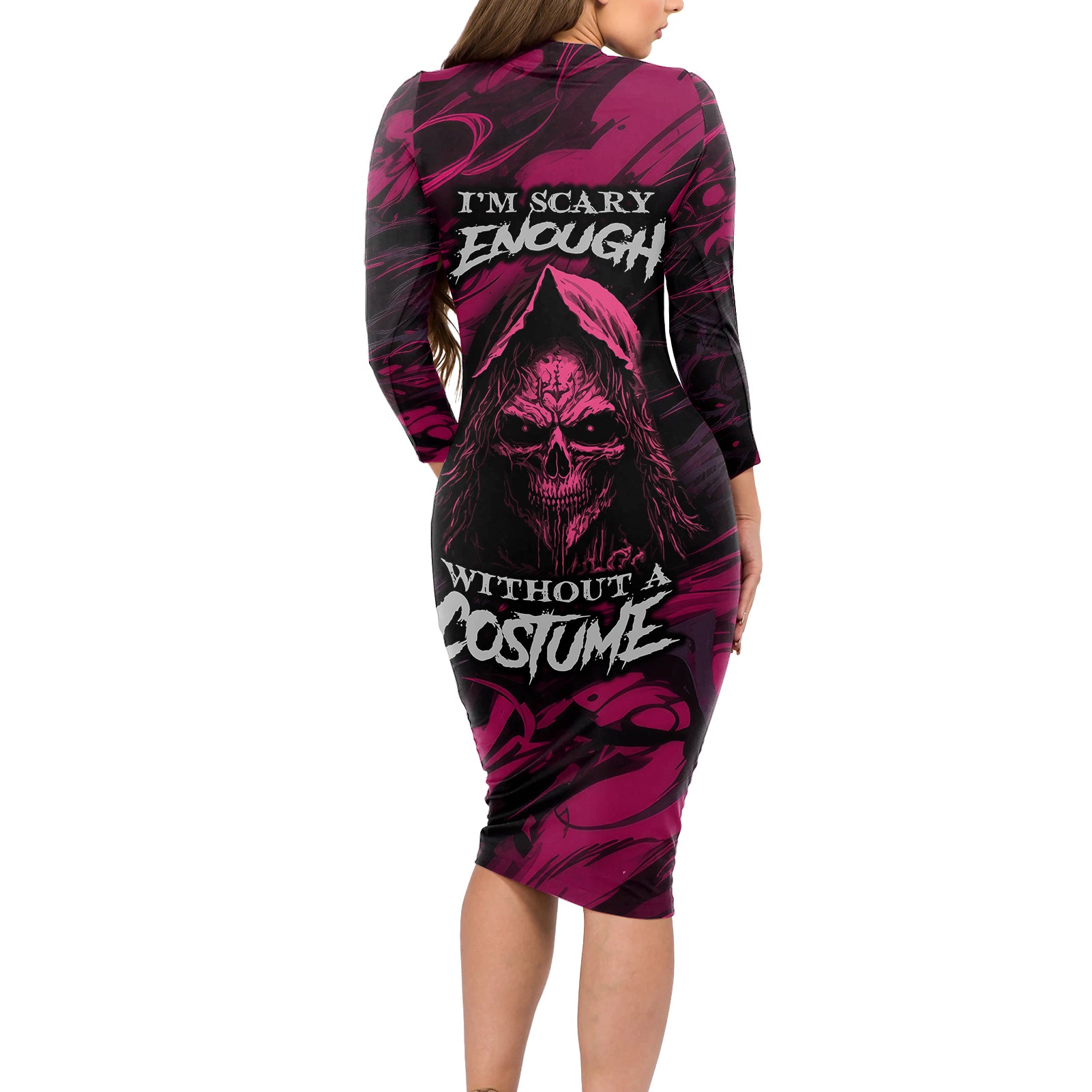 death-skull-long-sleeve-bodycon-dress-im-scary-enough-without-a-costume