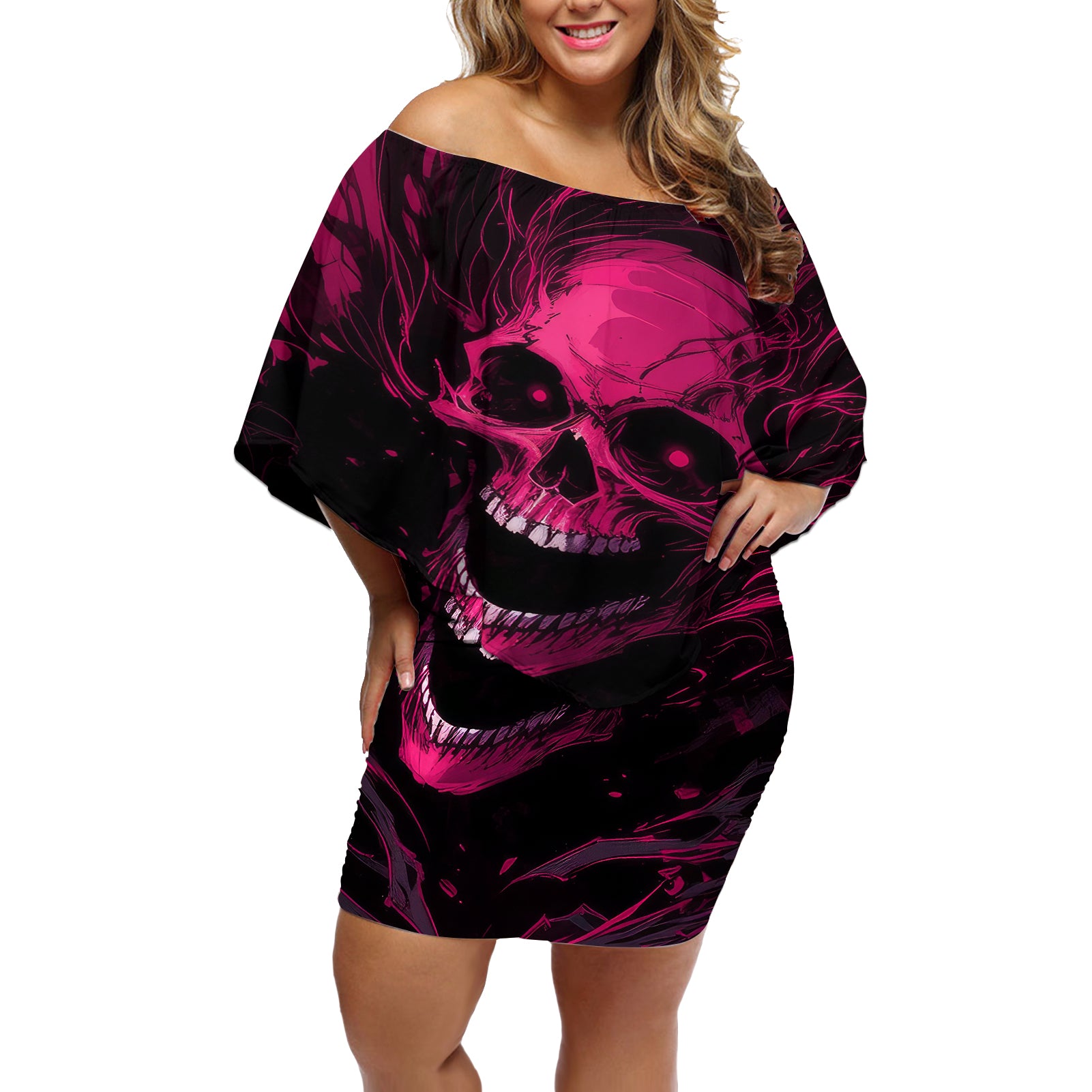 death-skull-off-shoulder-short-dress-im-scary-enough-without-a-costume