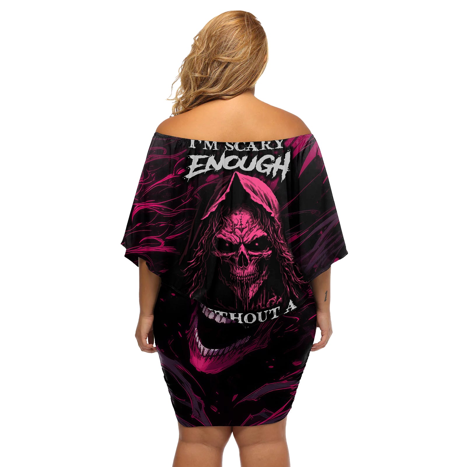death-skull-off-shoulder-short-dress-im-scary-enough-without-a-costume