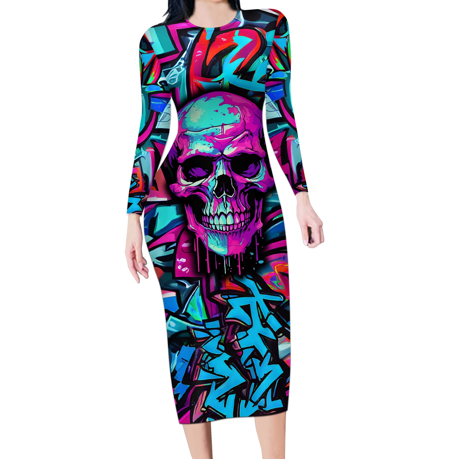 skull-grafity-long-sleeve-bodycon-dress-you-are-never-too-young-to-dream-big