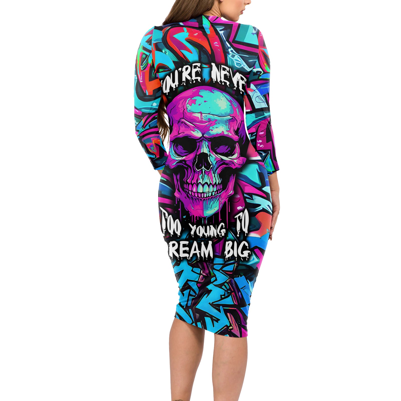 skull-grafity-long-sleeve-bodycon-dress-you-are-never-too-young-to-dream-big