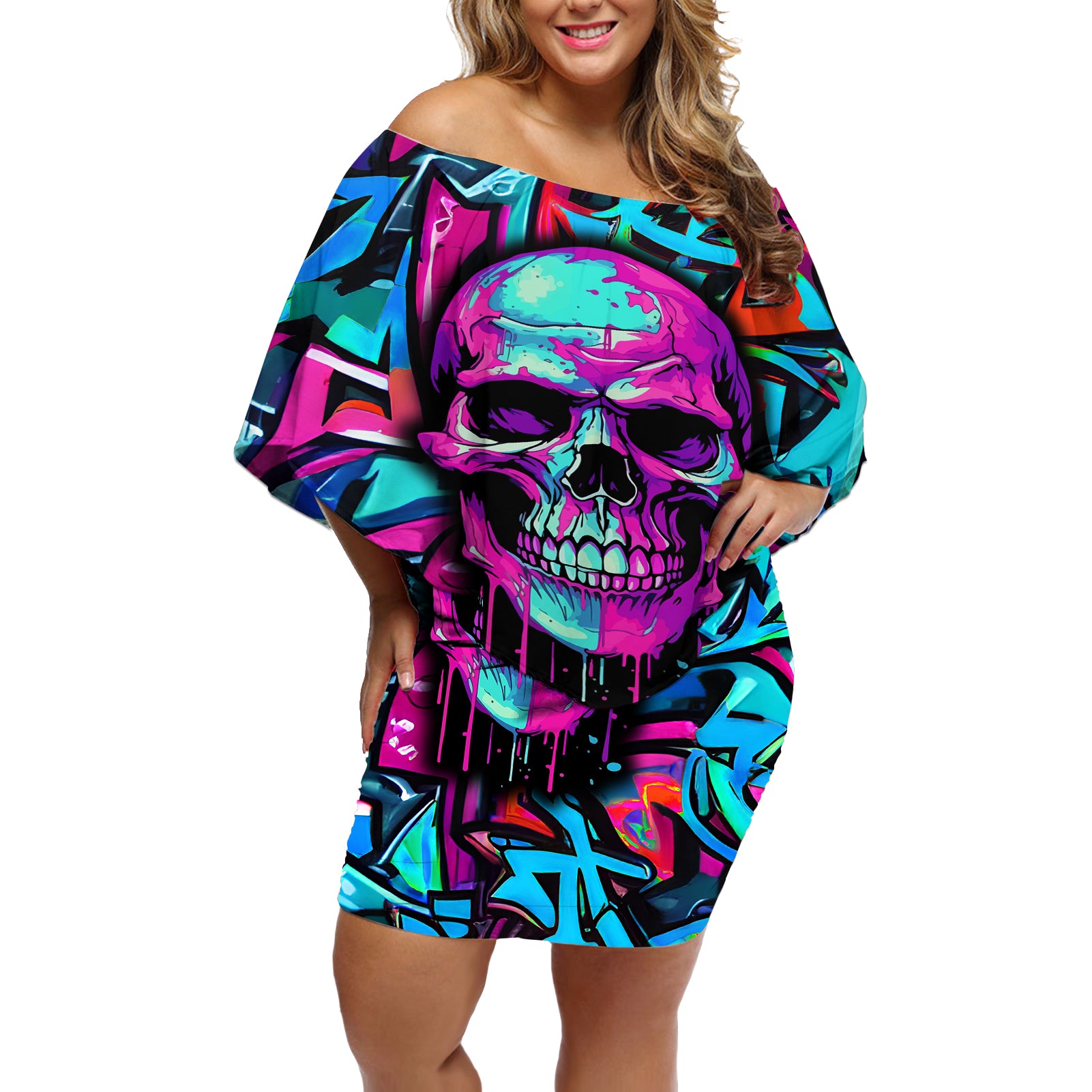 skull-grafity-off-shoulder-short-dress-you-are-never-too-young-to-dream-big