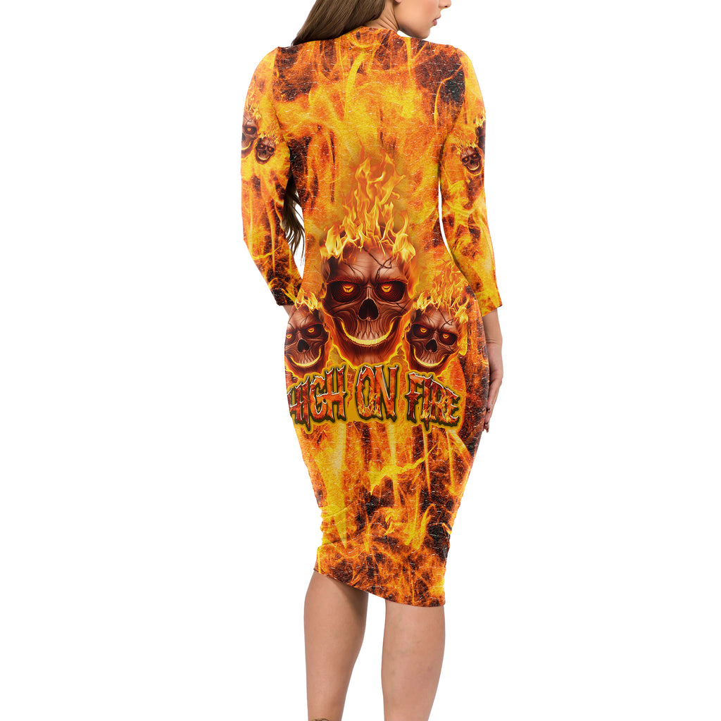 three-skulls-flaming-long-sleeve-bodycon-dress-high-on-fire