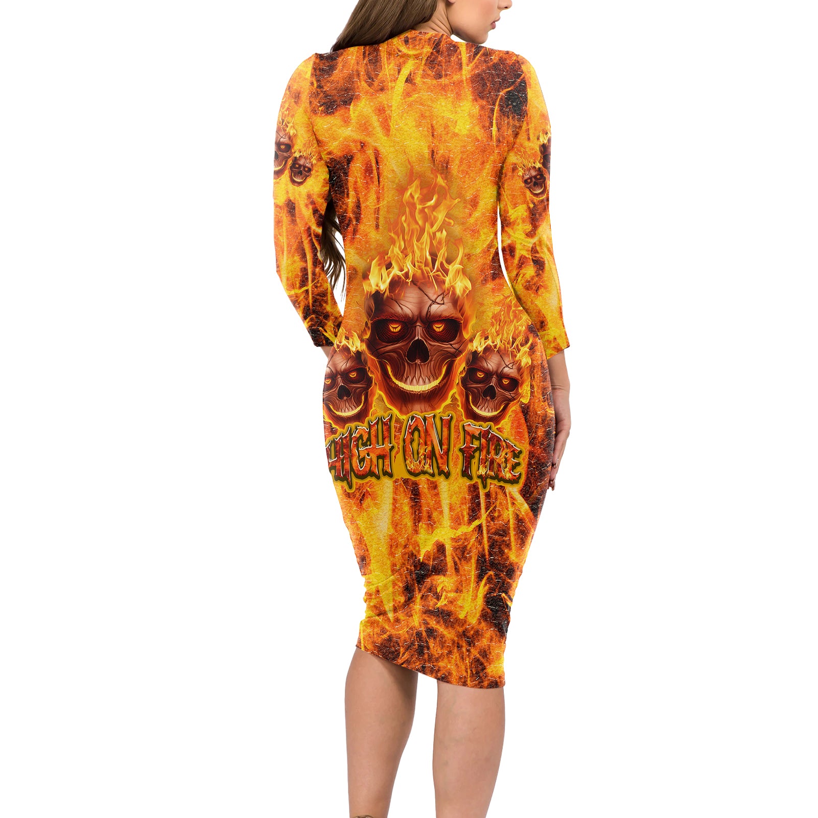 three-skulls-flaming-long-sleeve-bodycon-dress-high-on-fire