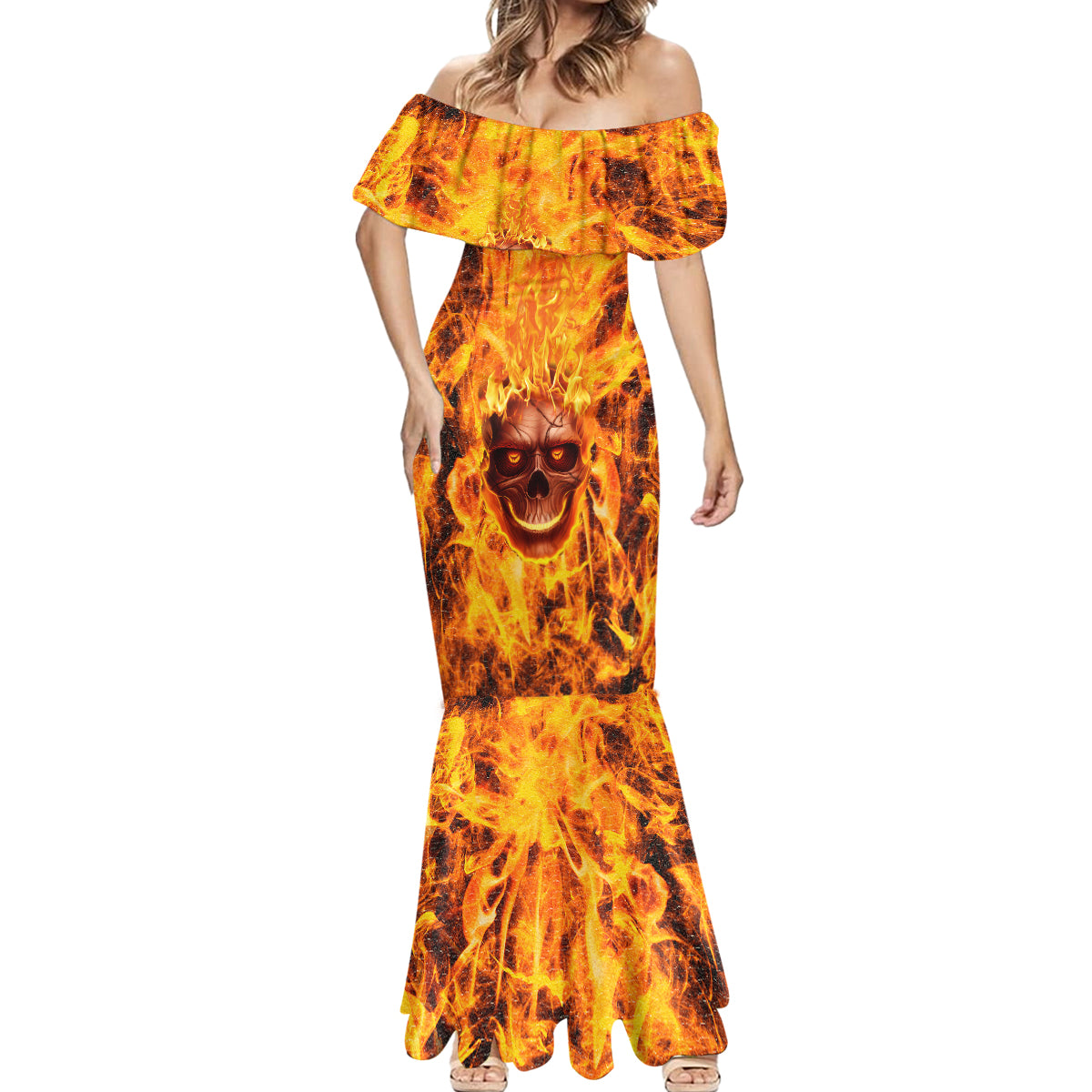 three-skulls-flaming-mermaid-dress-high-on-fire