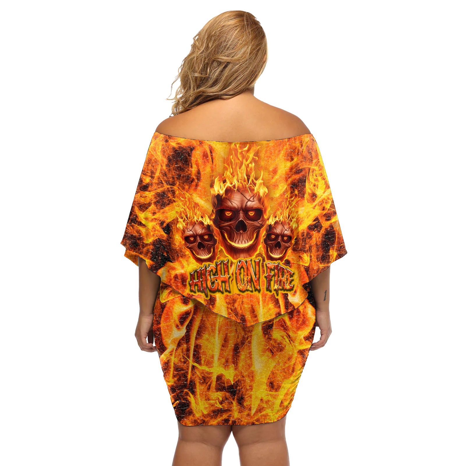 three-skulls-flaming-off-shoulder-short-dress-high-on-fire