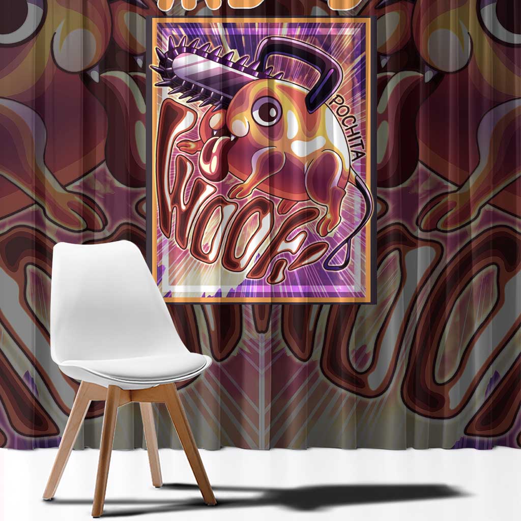 Pochita Chainsaw Man Window Curtain Anime Style