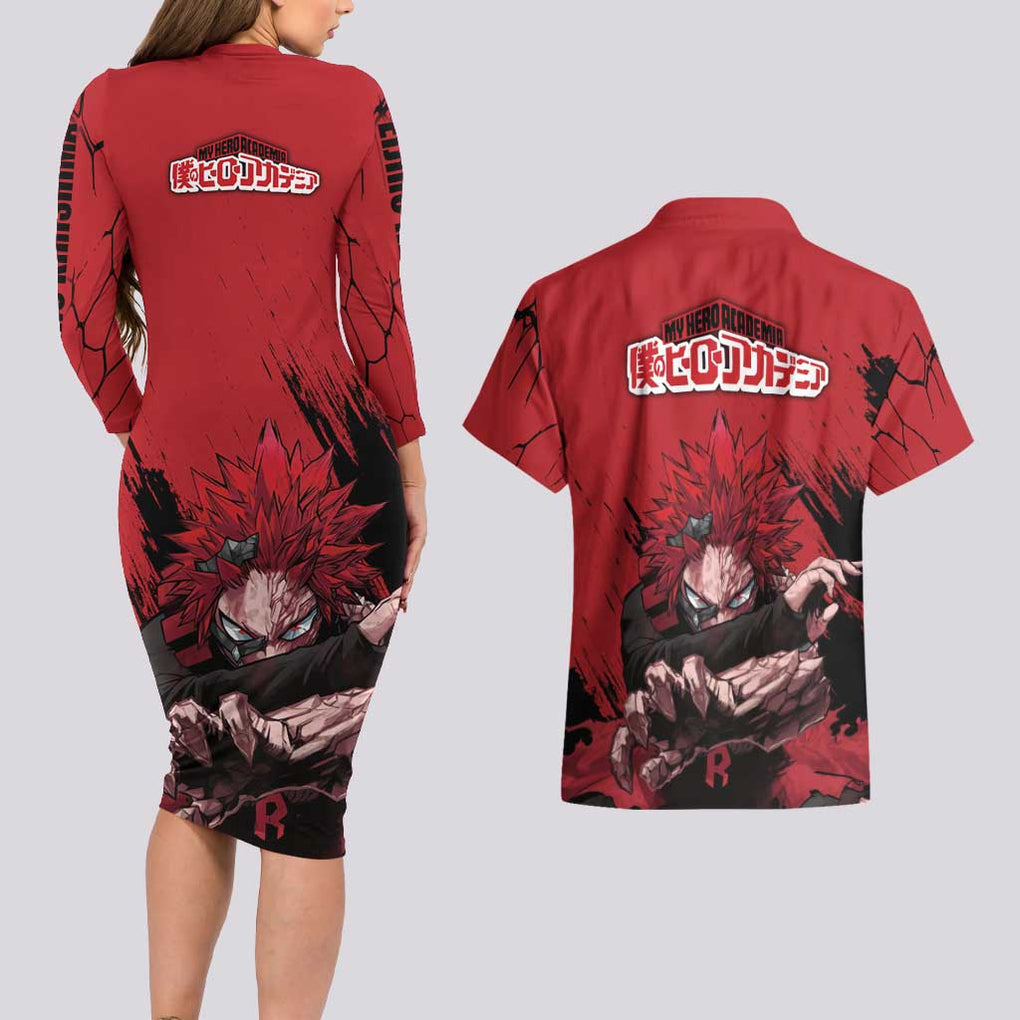 Eijiro Kirishima - My Hero Academia Couples Matching Long Sleeve Bodycon Dress and Hawaiian Shirt Japan Anime Style