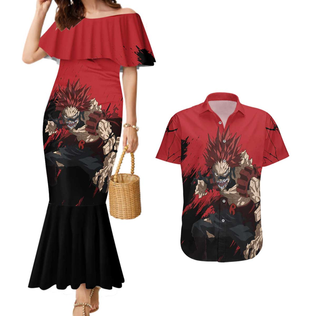 Eijiro Kirishima - My Hero Academia Couples Matching Mermaid Dress and Hawaiian Shirt Japan Anime Style
