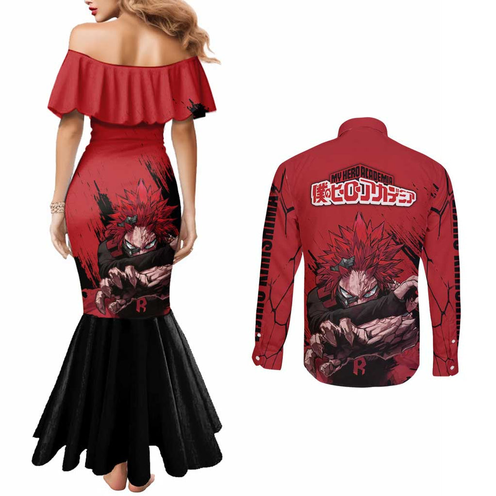 Eijiro Kirishima - My Hero Academia Couples Matching Mermaid Dress and Long Sleeve Button Shirt Japan Anime Style
