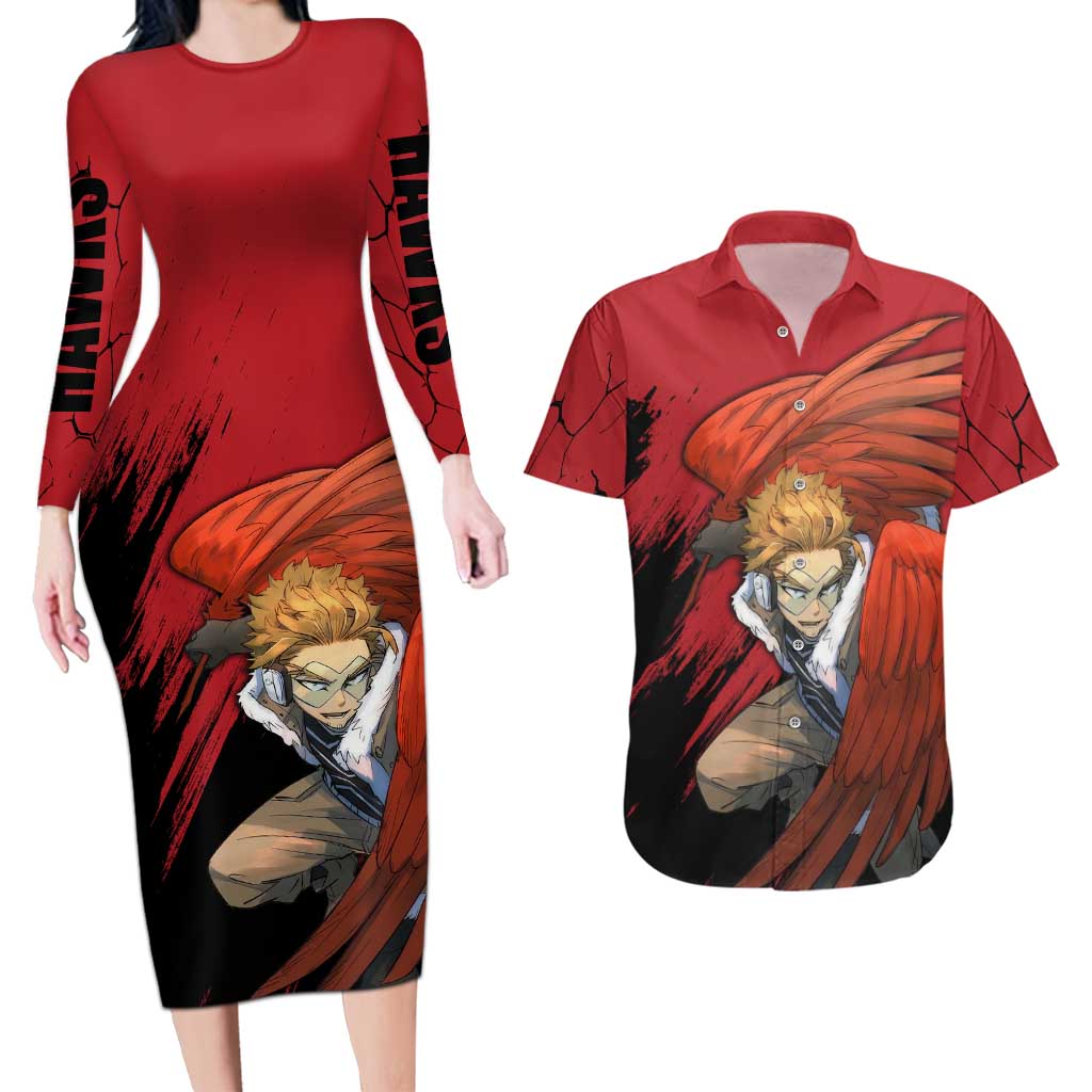Hawks  - My Hero Academia Couples Matching Long Sleeve Bodycon Dress and Hawaiian Shirt Anime Style