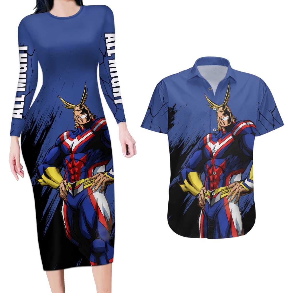 All Might - My Hero Academia Couples Matching Long Sleeve Bodycon Dress and Hawaiian Shirt Anime Style