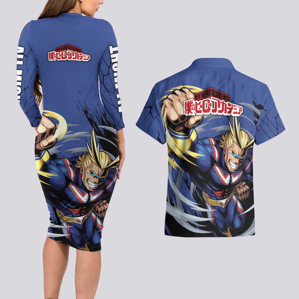 All Might - My Hero Academia Couples Matching Long Sleeve Bodycon Dress and Hawaiian Shirt Anime Style