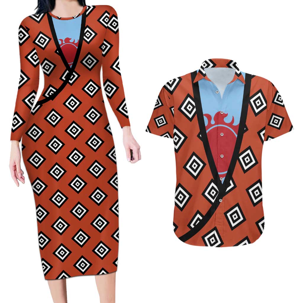 Jinbei - One Piece Couples Matching Long Sleeve Bodycon Dress and Hawaiian Shirt Anime Uniform Style