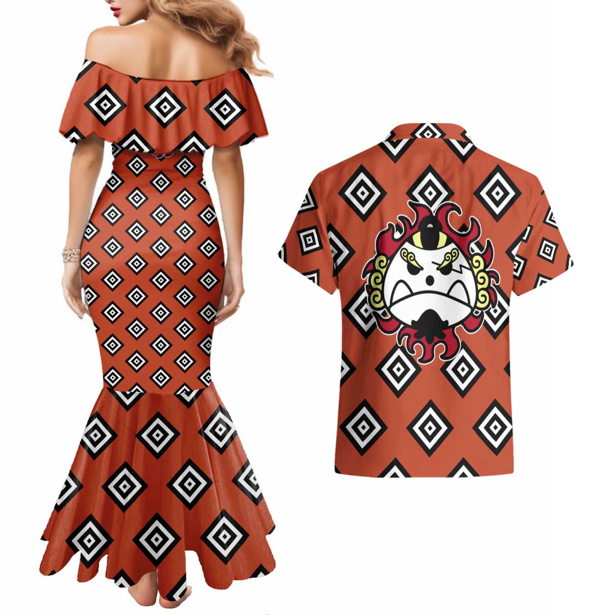 Jinbei - One Piece Couples Matching Mermaid Dress and Hawaiian Shirt Anime Uniform Style