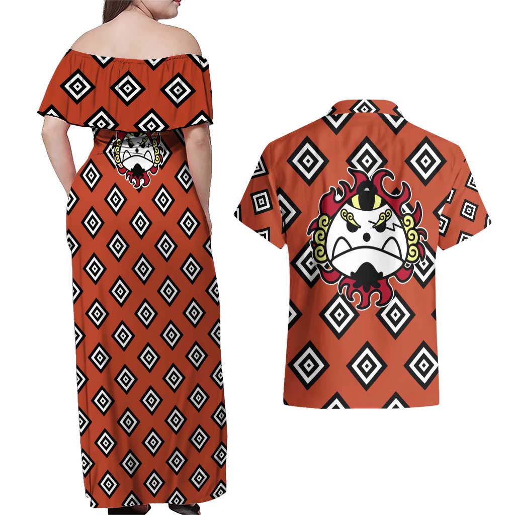 Jinbei - One Piece Couples Matching Off Shoulder Maxi Dress and Hawaiian Shirt Anime Uniform Style