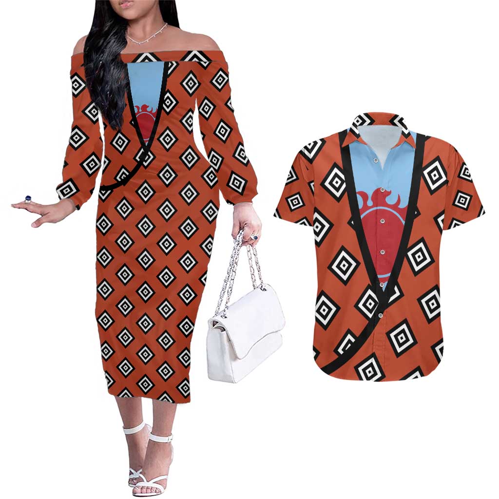 Jinbei - One Piece Couples Matching Off The Shoulder Long Sleeve Dress and Hawaiian Shirt Anime Uniform Style
